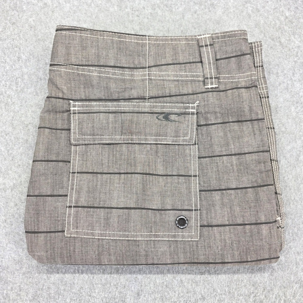 O'Neill Hybrid Board‎ Shorts Men's Size 40 Gray Stripe Stretch Performance Swim